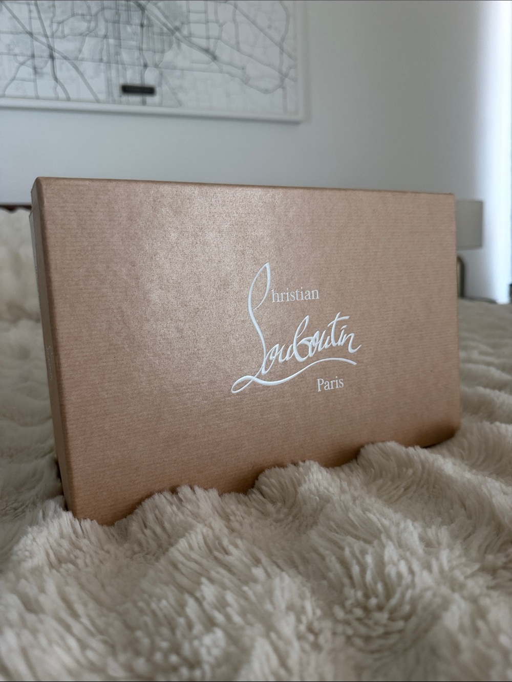 Authentic Christian Louboutin Metallic Rose Gold Shoe Box + Dust Bag